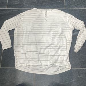 Back in action black and white striped shirt